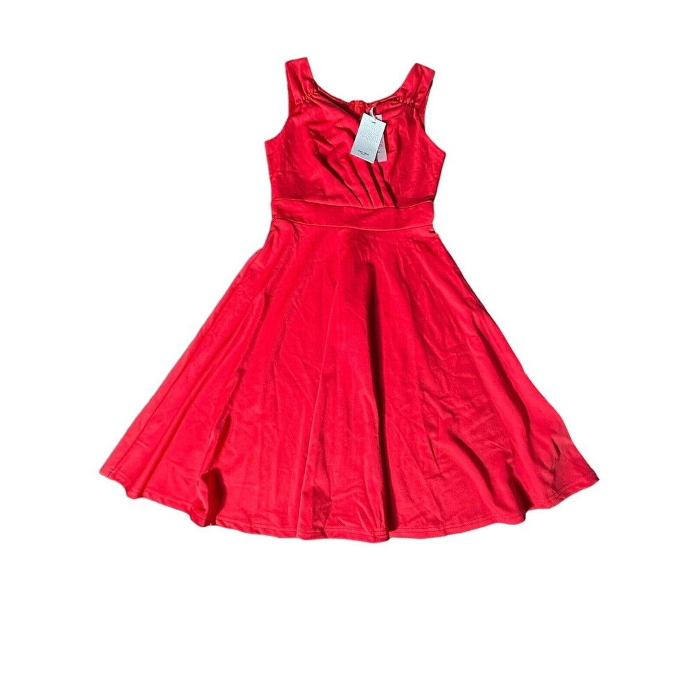 NWT GRACE KARIN Women's Sleeveless Size XS Wrap V-Neck A-line Dress Red #Z2-1